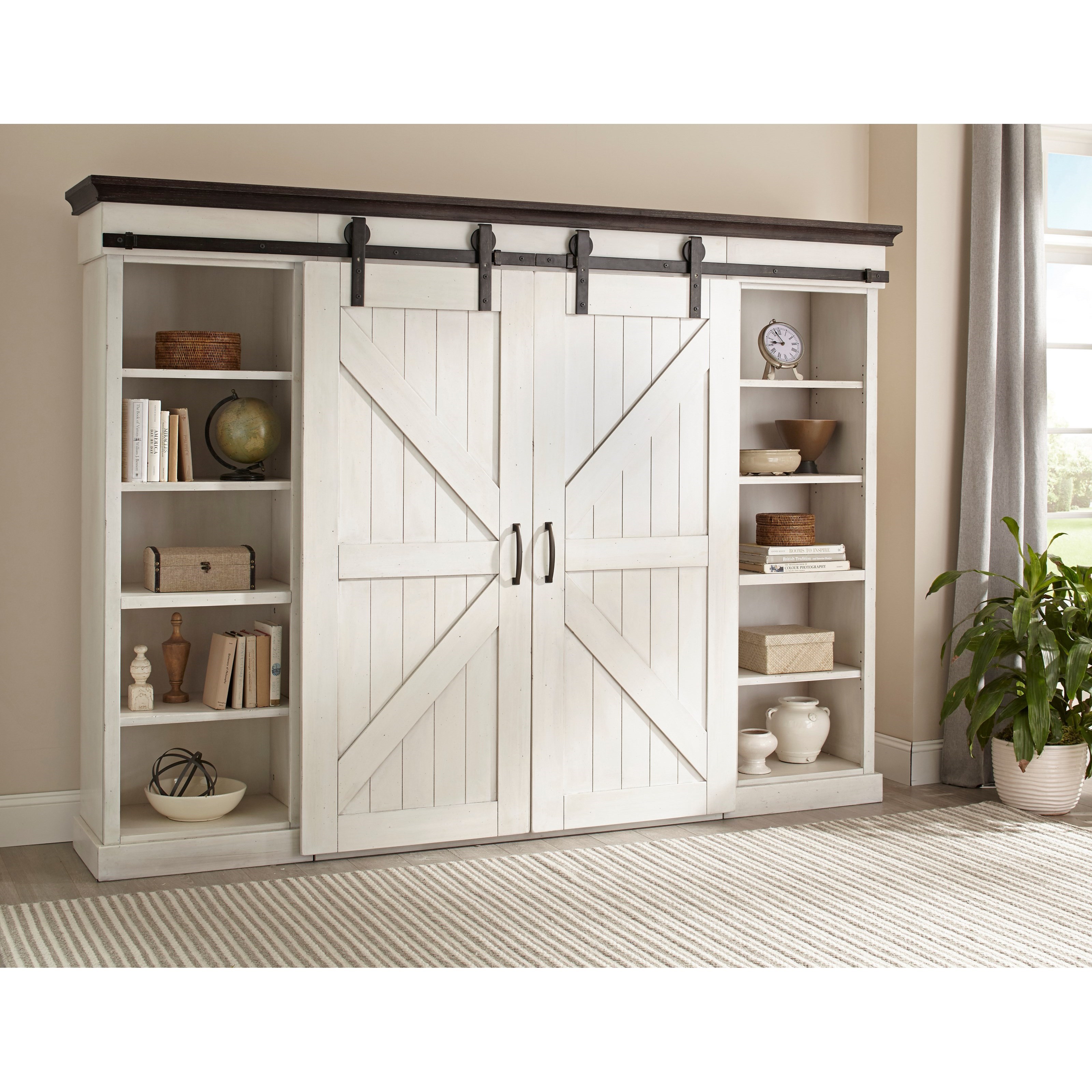 Bookcase with store barn doors